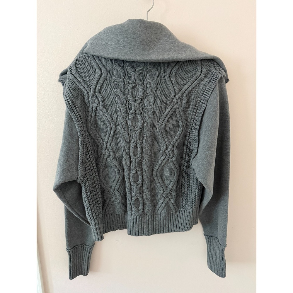 Anthropologie Pilcro Cable Knit Laced Front Twofer Sweater Cream Women's M - Picture 4 of 4